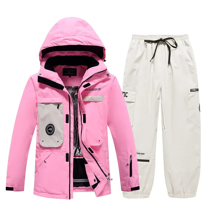 Conjuntos de Trajes de Nieve para Hombre y Mujer, Ropa de Snowboard, Ropa de Invierno para Exteriores, Sudadera con Capucha, Traje Impermeable, Chaqueta de Esquí + Pantalones