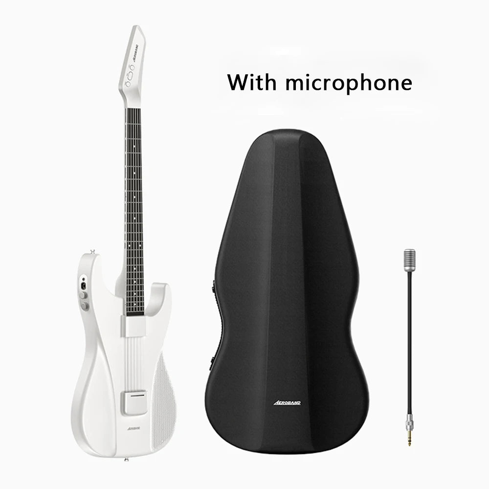 AeroBand Guitarra eléctrica de viaje Cuerda de silicona sin dolor Todo en uno 9 estilos de sonido Bajo acústico con micrófono con altavoz