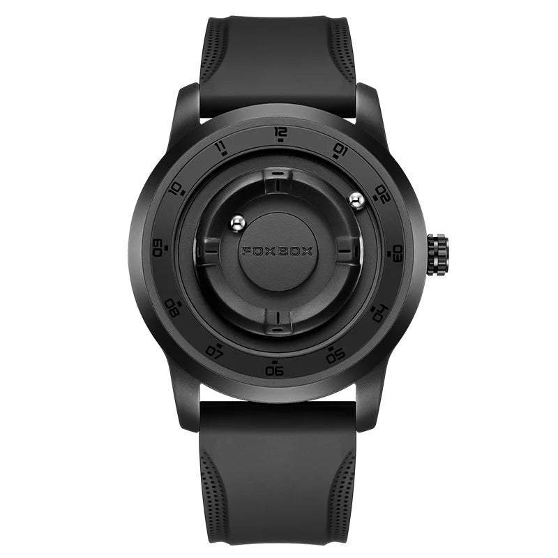 Reloj FOXBOX de moda personalizado con puntero magnético flotante, rodamiento de bolas libre, creativo, sencillo, resistente al agua, reloj de cuarzo para hombre