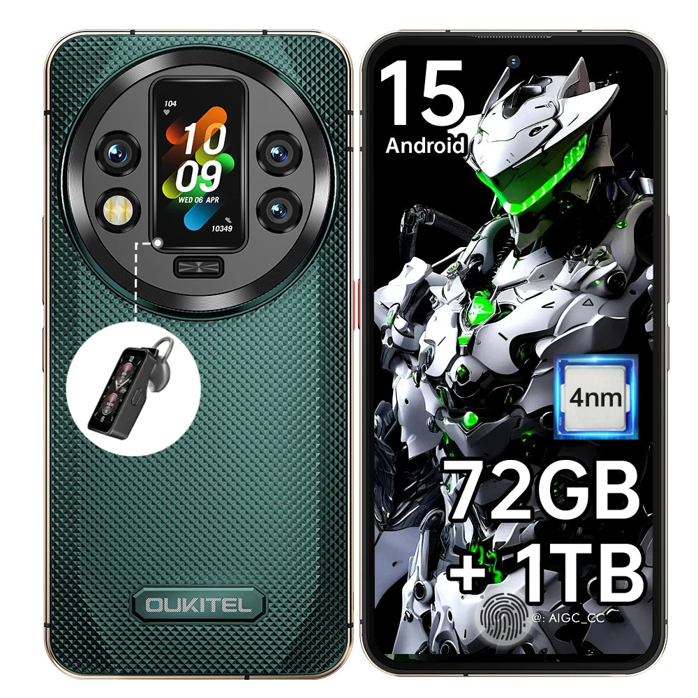 OUKITEL WP200 Pro 5G 72(24+48)GB+1TB Teléfono móvil resistente Android 15 6,7'' 120Hz 108MP+32MP 8800mAh 45W Dual SIM/IA/NFC