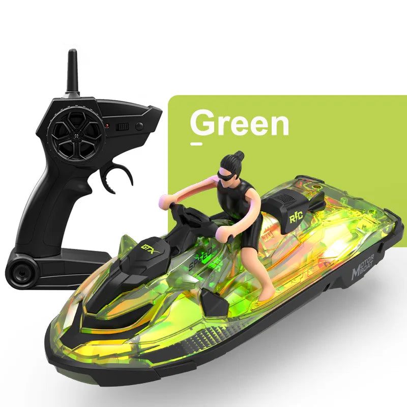 Lancha motora de control remoto RC de verano 2.4G, barco de control remoto con luces, yate eléctrico de alta velocidad, juguete acuático