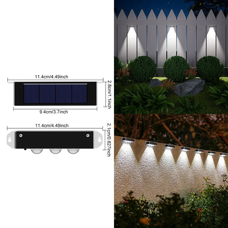 4PCS Outdoor Solar Wall Light Waterproof Warm White LED For Garden Yard Pathway Porch Corridor Home Exterior Lighting