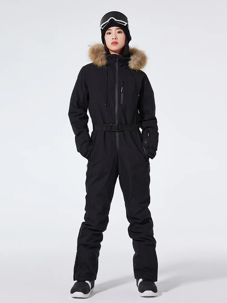 Traje de esquí de una pieza para mujer, monos gruesos de Snowboard para mujer, ropa transpirable impermeable a prueba de viento para invierno, traje de esquí
