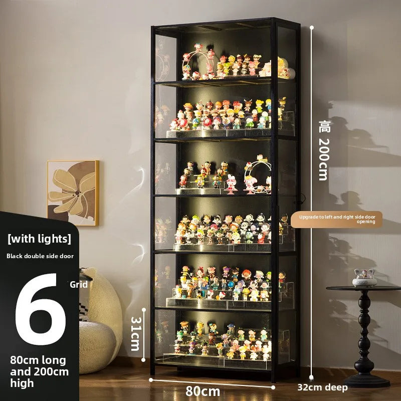 Vitrina de exhibición de madera maciza con puerta de vidrio de lujo, a prueba de polvo, diseño para modelos de cajas ciegas, gabinete de almacenamiento.