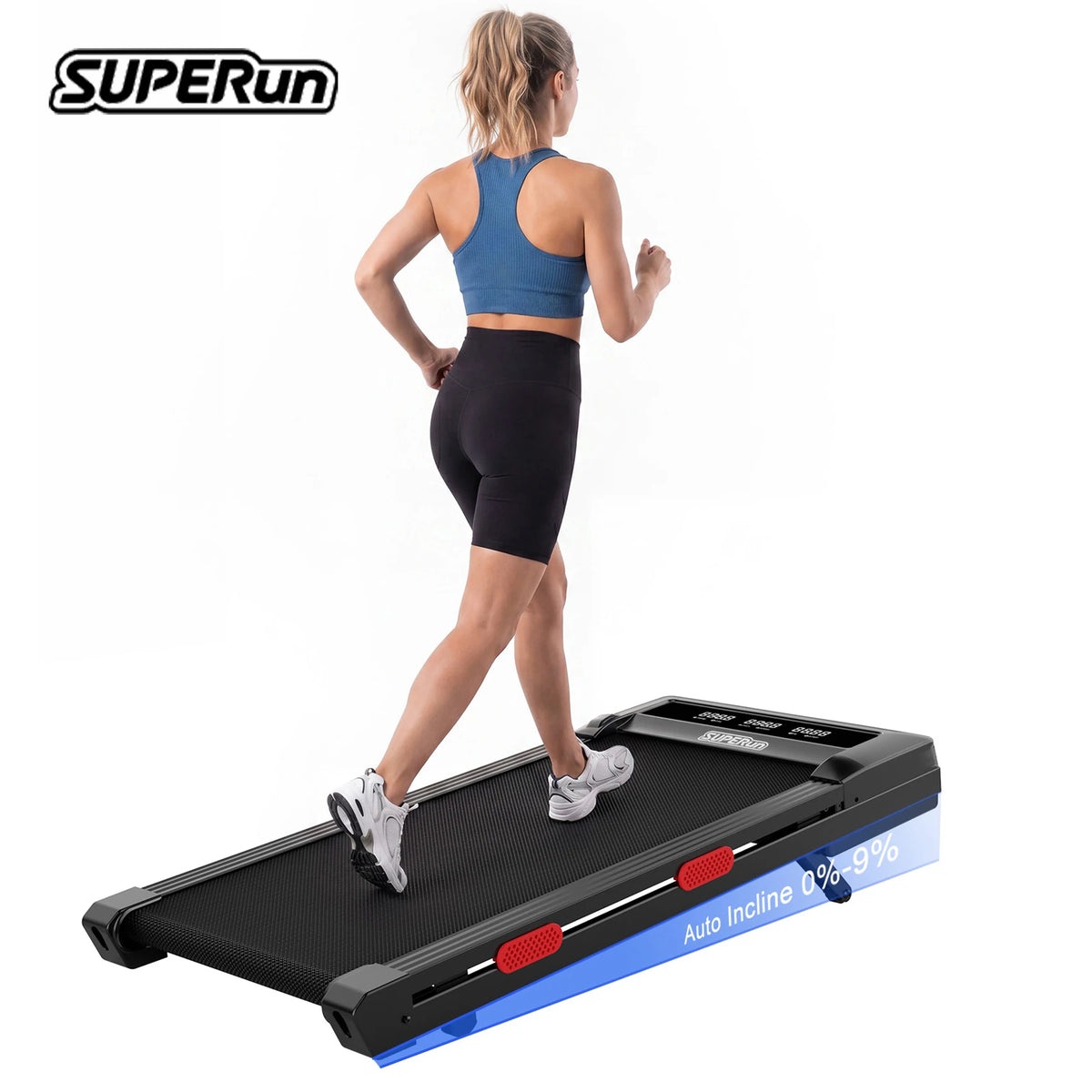 Caminadora con Inclinación, Motor Potente de 3.0HP con Capacidad para 300lbs, Caminadora Silenciosa con Absorción de Impactos de 1-6km/h para el Hogar
