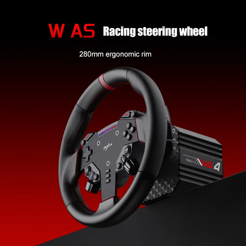 Pack de volante de carreras PXN V4D con Force Feedback de 4 Nm, volante de simulación para juegos, motor servo de accionamiento directo serie PXN VD para PC