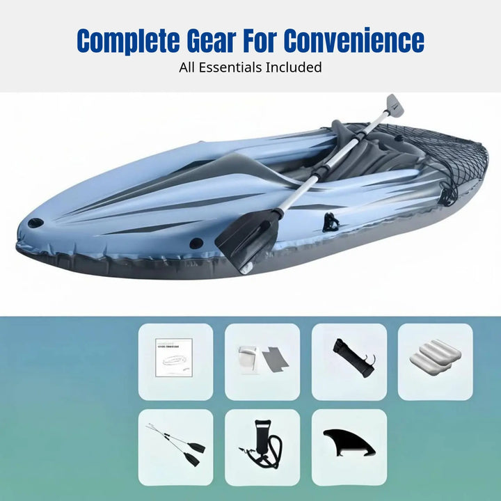 Canoa Inflable Plegable, Kayak Reforzado, Balsa Resistente al Desgaste para Uso Individual o Doble, Pesca, Navegación