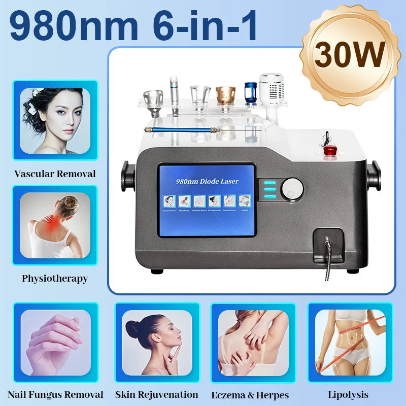 5 en 1, 980 NM, láser de diodo para fisioterapia, regeneración de la piel, eliminación de hongos en las uñas, tratamiento premium para el eccema y el herpes, eliminación de arañas vasculares.
