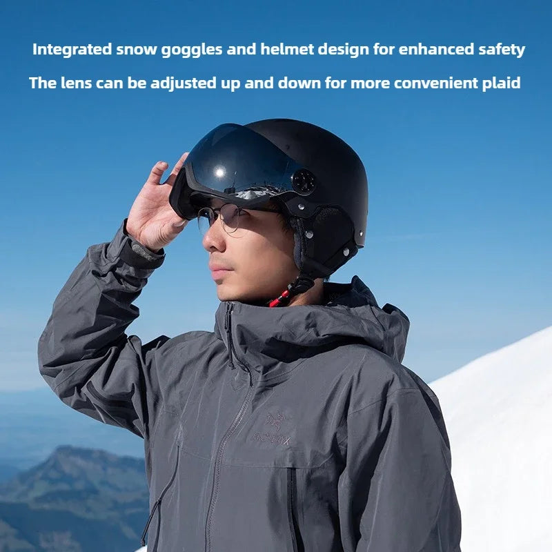 Eastinear-casco de esquí para gatito para hombre, gafas de nieve en uno, equipo de esquí deportivo cálido para adulto, casco de Snowboard, accesorios de snowboard