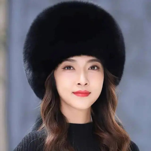 Gorro de piel de zorro auténtica para invierno, gorro de nieve de piel natural para mujer, gorros gruesos para exteriores, gorros rusos para esquiar, gorros bomber de piel blanca.