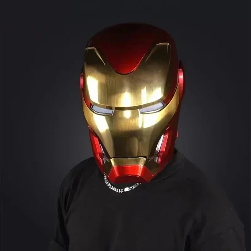 Casco de Iron Man Mk5 Automático 1:1 con Control por Voz, Avengers Mk5 Mk50 Mk17, Cosplay con Luz LED, Cierre Electrónico