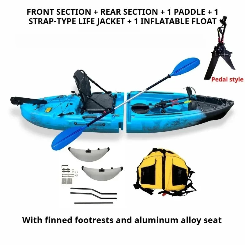 Kayak de Carcasa Rígida Desmontable, Canoa Eléctrica y a Pedal, para 1-2 Personas, para Pesca en Lago/Mar, Diseño Modular y Almacenamiento