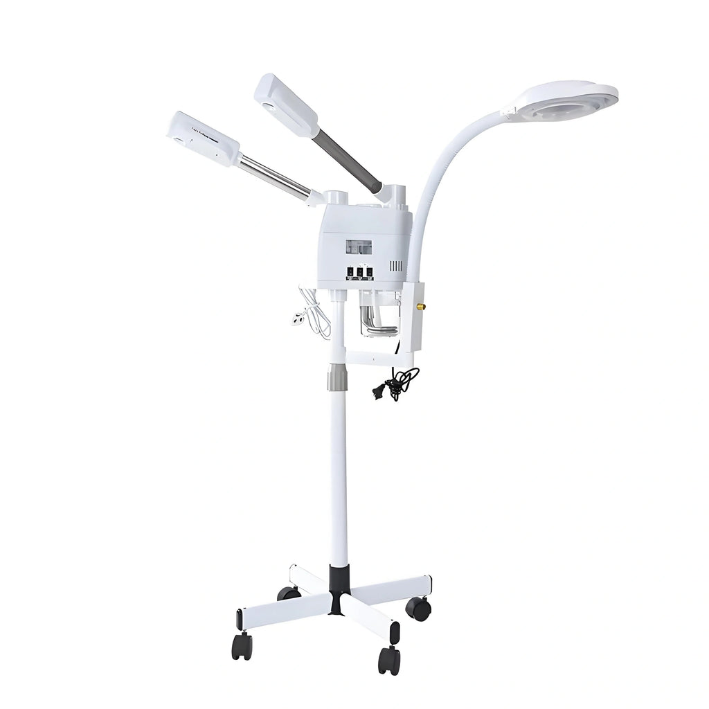 Vaporizador Facial vaporizador de vapor frío y caliente ozono 3 en 1 humidificador Nano iónico mejorado con lámpara de aumento LED 8X salón de belleza Spa
