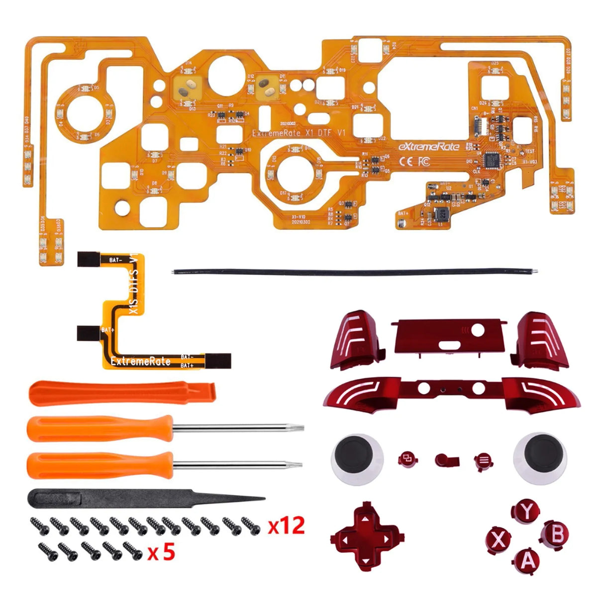 EXtremeRate Luminated DTFS (DTF 2,0) Kit LED para controlador Xbox One S/X, botones de acción de Thumbsticks y botones de símbolos clásicos