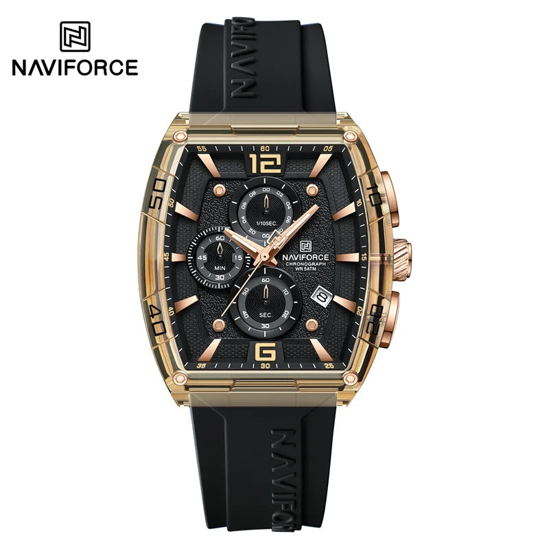 Reloj de moda para hombre de la mejor marca NAVIFORCE, cuarzo, correa de silicona, resistente al agua 50M, fecha, reloj de pulsera original para hombre 2025