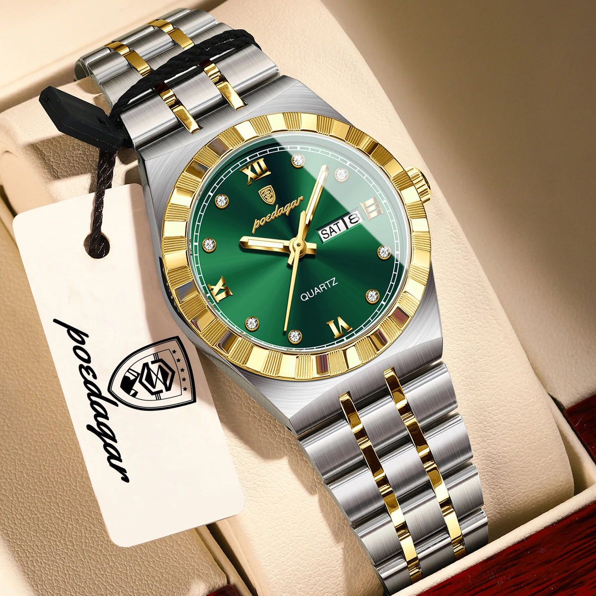 Reloj original y elegante para mujer POEDAGAR, luminoso, resistente al agua, con fecha y día de la semana, reloj de cuarzo para mujer de acero inoxidable a la moda