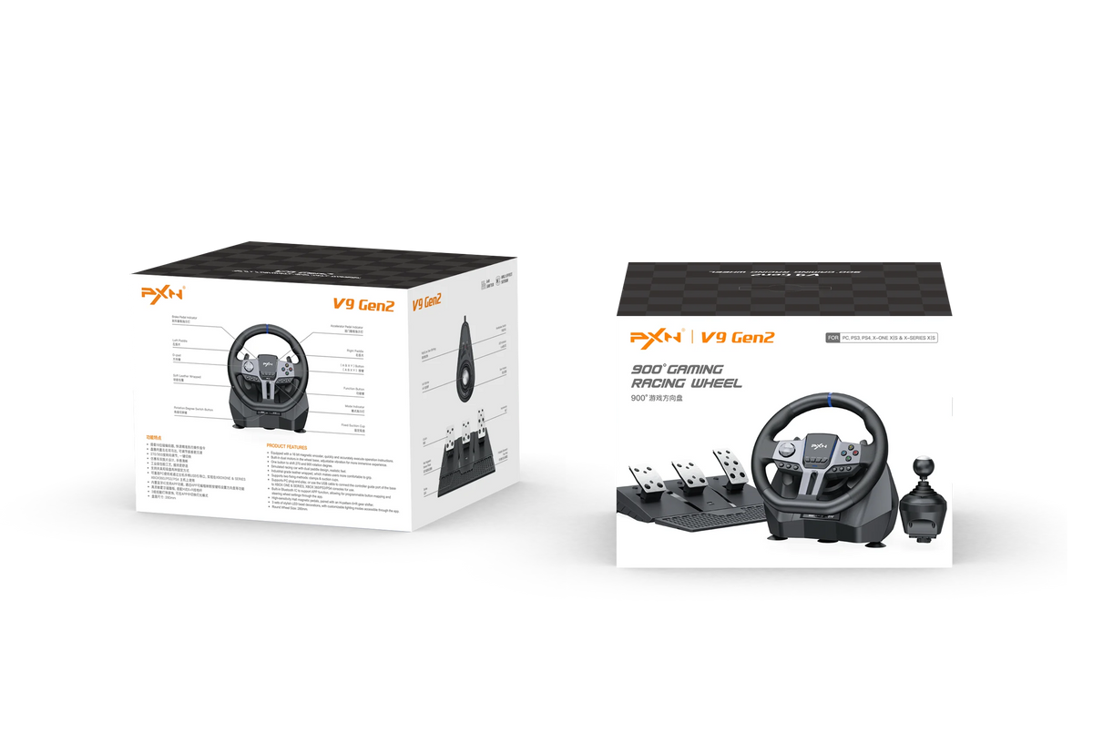 Volante de carreras PXN V9 Gen2 para juegos de 900 grados, simulador de coche, PC, PS4, Switch, simulador de conducción para ordenador, Euro Truck Simulator