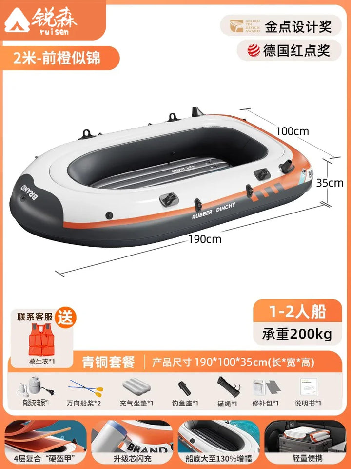 Kayak Inflable, Doble Grosor, Plegable, Portátil, para Pesca, Navegación, Pesca Salvaje, de Goma, Luya
