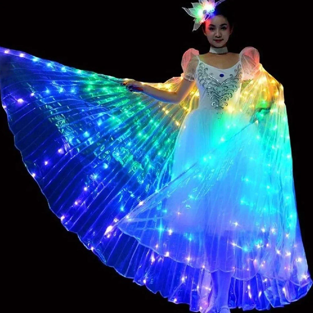 Capa Luminosa LED con Alas de Mariposa para Actuaciones Escénicas, Disfraz de Danza del Vientre, Arte Luminoso Portátil, Accesorio para Fotos de Fiesta de Halloween