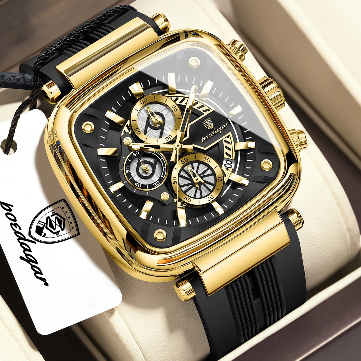 POEDAGAR Sports Watches For Men Fashion Waterproof Luminous Date Man Wristwatch Chronograph Quartz Silicone Men Watch Male Reloj