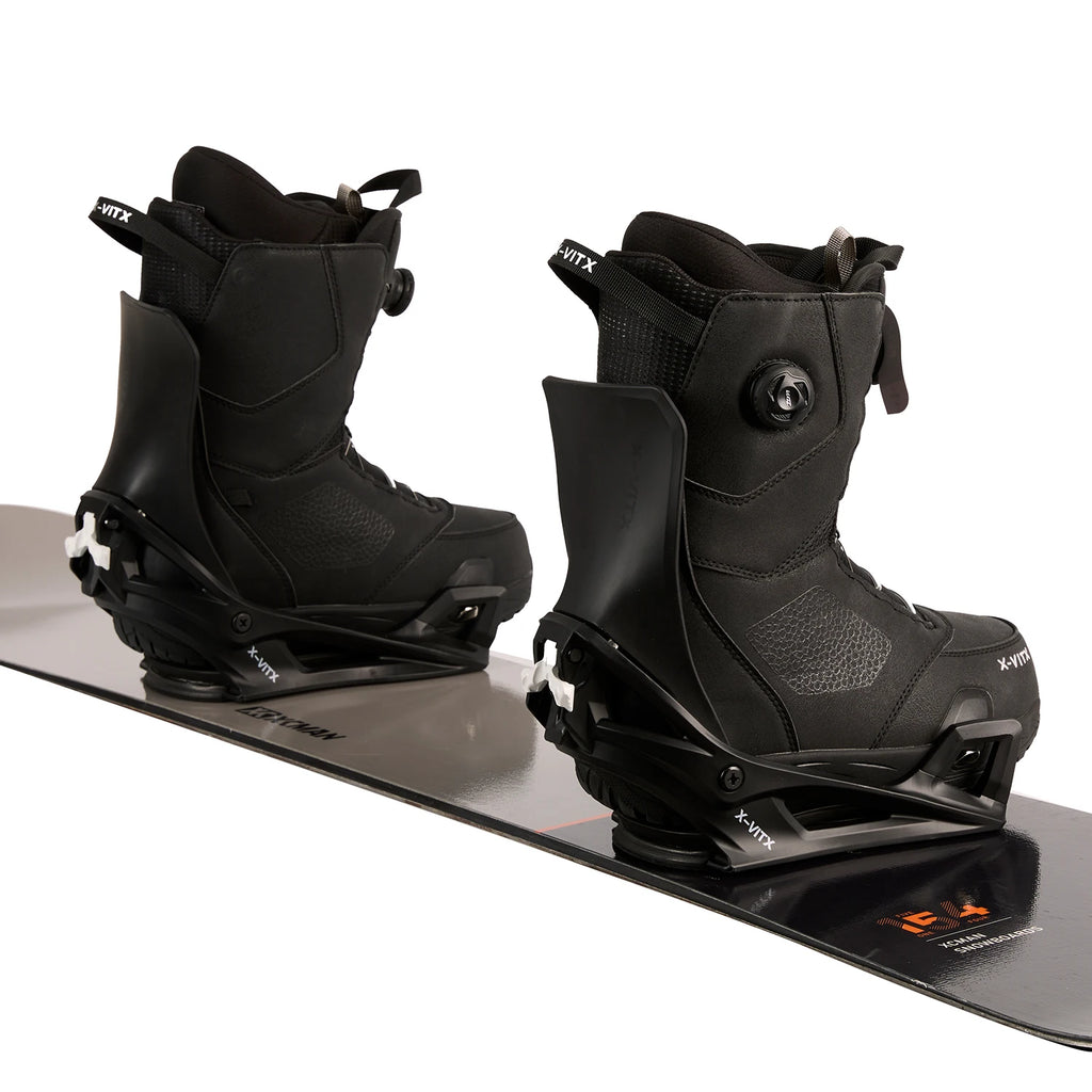 Conjunto/Paquete de Fijaciones y Botas Negras para Snowboard X-VITX