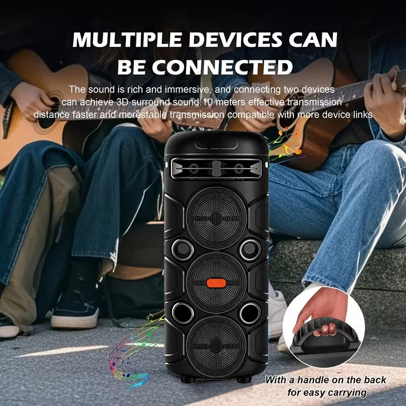 8800W Peak High Power Portable Bluetooth Speaker CBS-3031 Party Box Bluetooth 5.3 RGB LED DJ Lights TWS Wireless Stereo Professional Karaoke Speaker with Microphone Bedroom Home Room Decor Suitable for Outdoor Camping Party