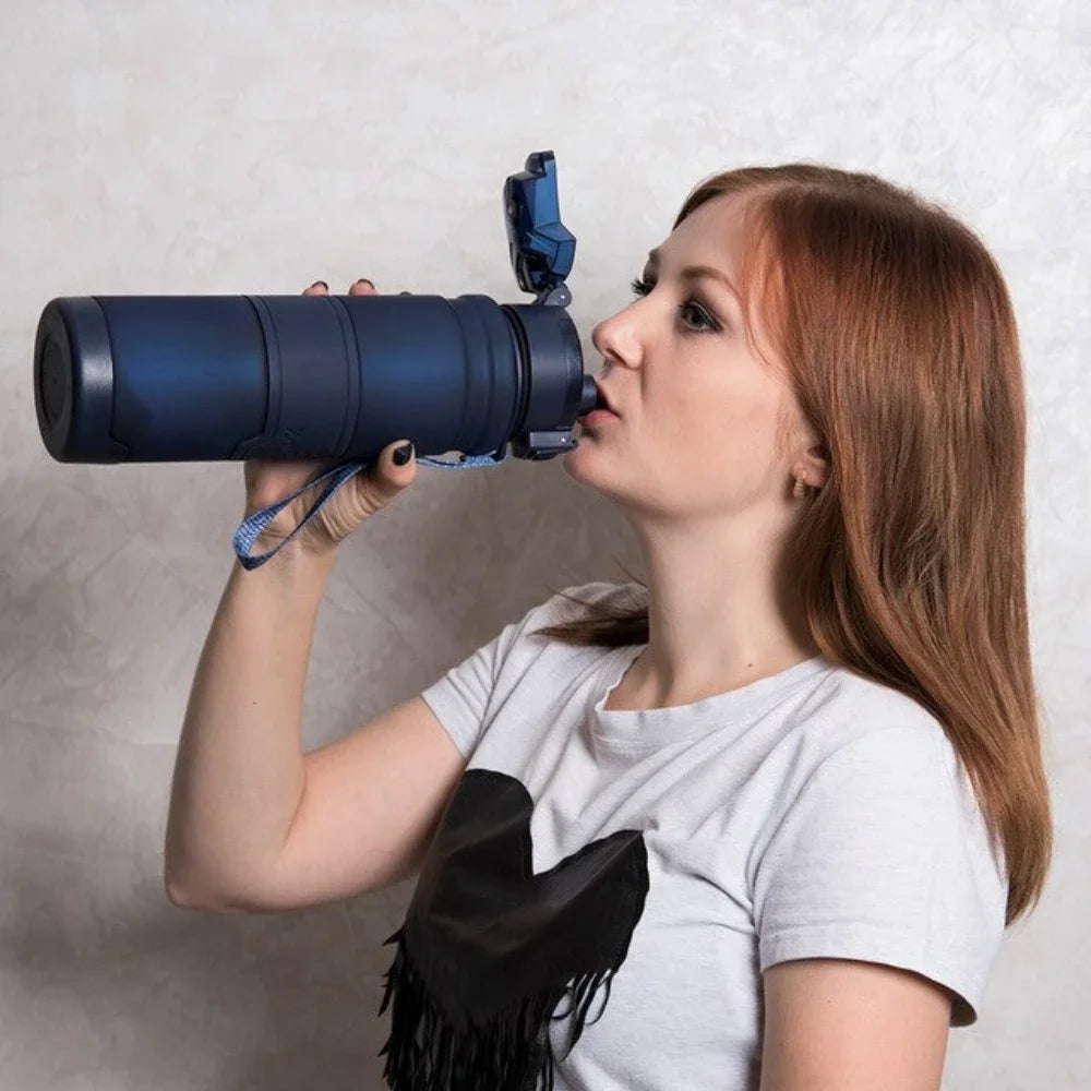 Botellas de agua de 1000ML, mezclador de proteínas de gran capacidad, botella portátil de plástico para beber, libre de BPA Tritan, con pantalla de filtro