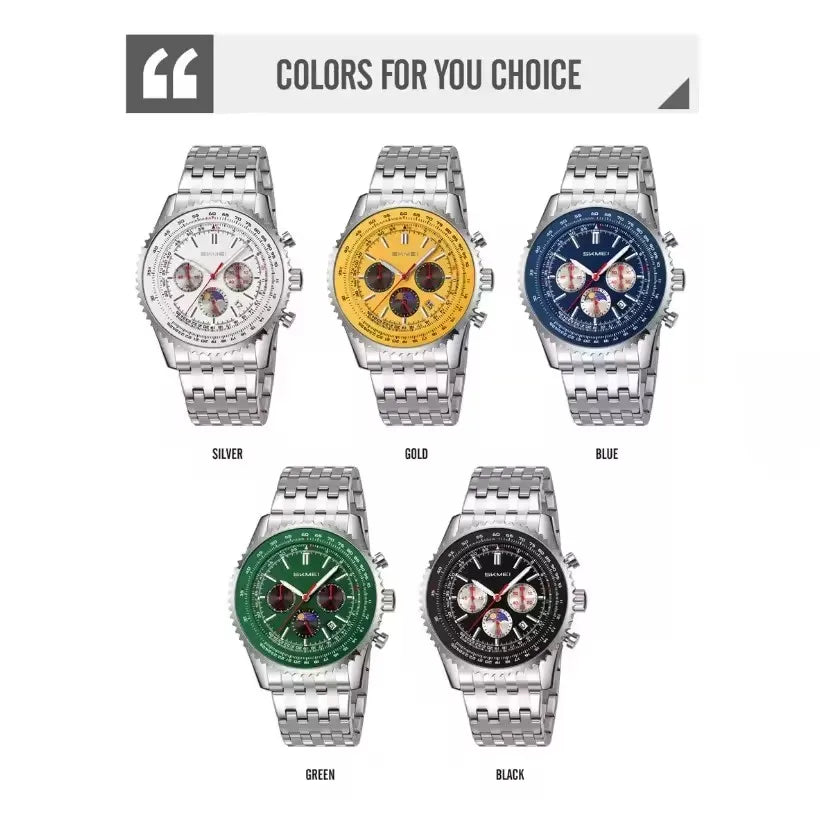 SKMEI 9348 Exquisite Brand Luxury Watch Men's Moon Phase Waterproof Chronograph Business Men's Quartz Watch Régios Masculino
