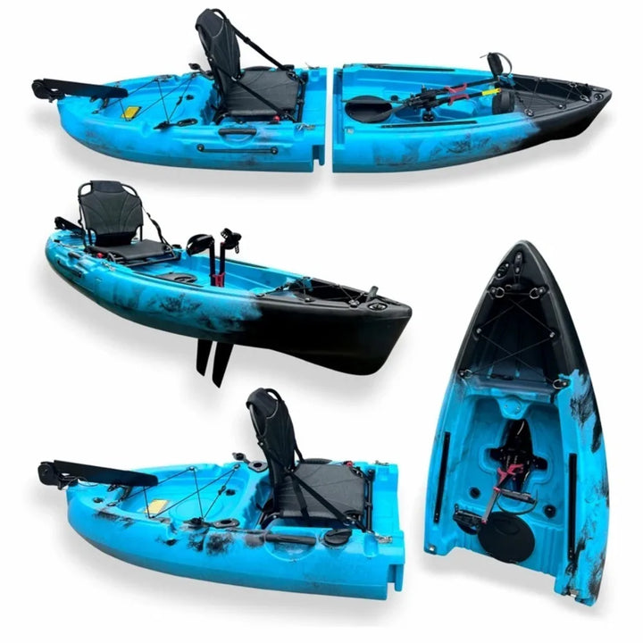 Kayak LLDPE portátil 2025 con canoa eléctrica impulsada por Pedal de carcasa dura dividida para Solo Tandem Lake Sea Adventures montaje Modular