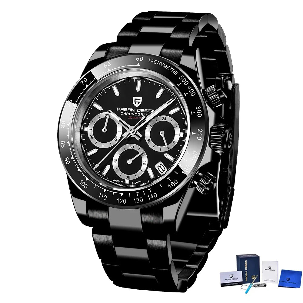 Reloj de cuarzo deportivo para hombre PAGANI Design 2026, marca de lujo, cronógrafo de acero inoxidable con cristal de zafiro, resistente al agua.