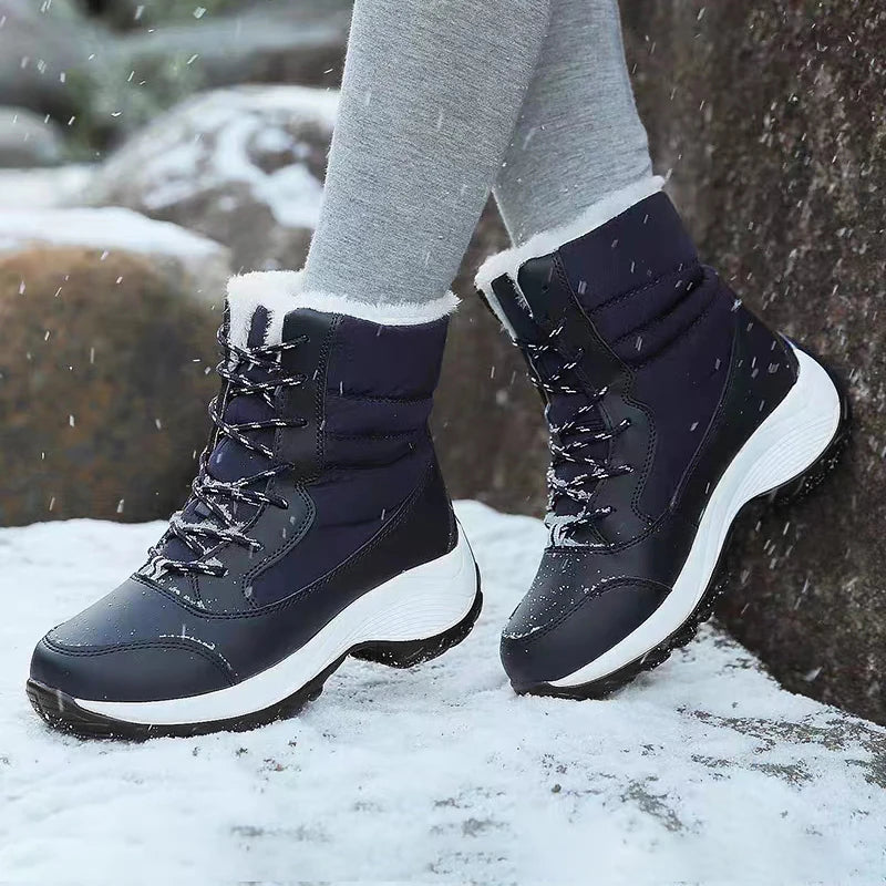 Zapatos de invierno botas impermeables botas de nieve para mujer botines cálidos de felpa para mujer botas altas hasta el muslo con plataforma de felpa para invierno