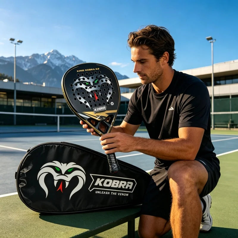 Raqueta de Pádel KING KOBRA 2.0 de Fibra de Carbono 18K, Superficie Antideslizante con Textura 3D, Raqueta Profesional de Tenis de Pádel Resistente a Impactos