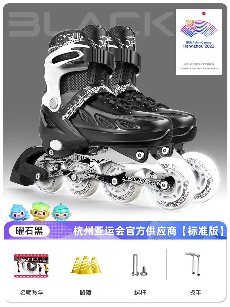 Zapatos de patín en línea ajustables, zapatillas deslizantes intermitentes profesionales, patinaje de velocidad para carreras al aire libre, zapatos de 4 ruedas, regalos