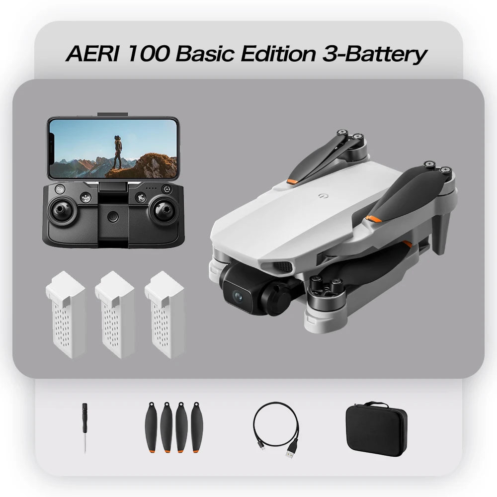 Dron RC mini blanco con cámara, mando y accesorios, con estuche de transporte