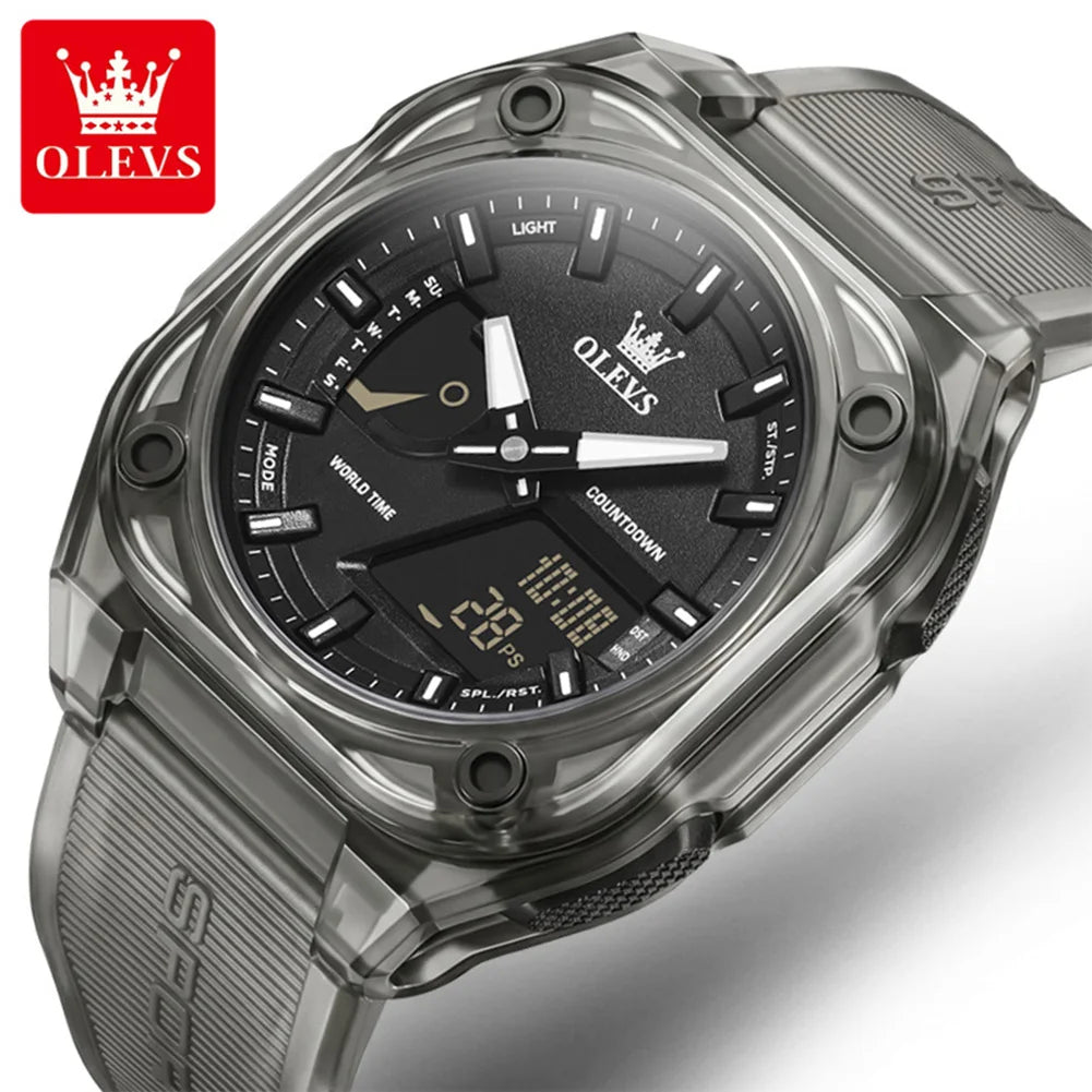 Relojes de lujo para hombre OLEVS 1118, reloj de cuarzo electrónico original con correa de silicona de moda, relojes de pulsera deportivos e informales para hombre