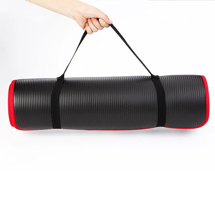 YECOKISO 10MM Extra grueso 183cmX61cm esteras de Yoga NRB estera de ejercicio antideslizante Fitness insípido Pilates entrenamiento esteras de gimnasio con vendaje