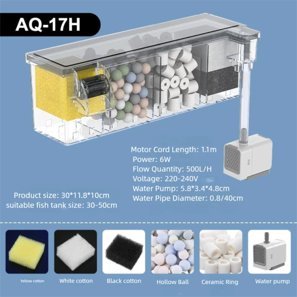 Wall Mounted Fish Tank Built-in Silent Waterfall Filter Box Circulating With Water Pump Circulating Water Purifier for Home