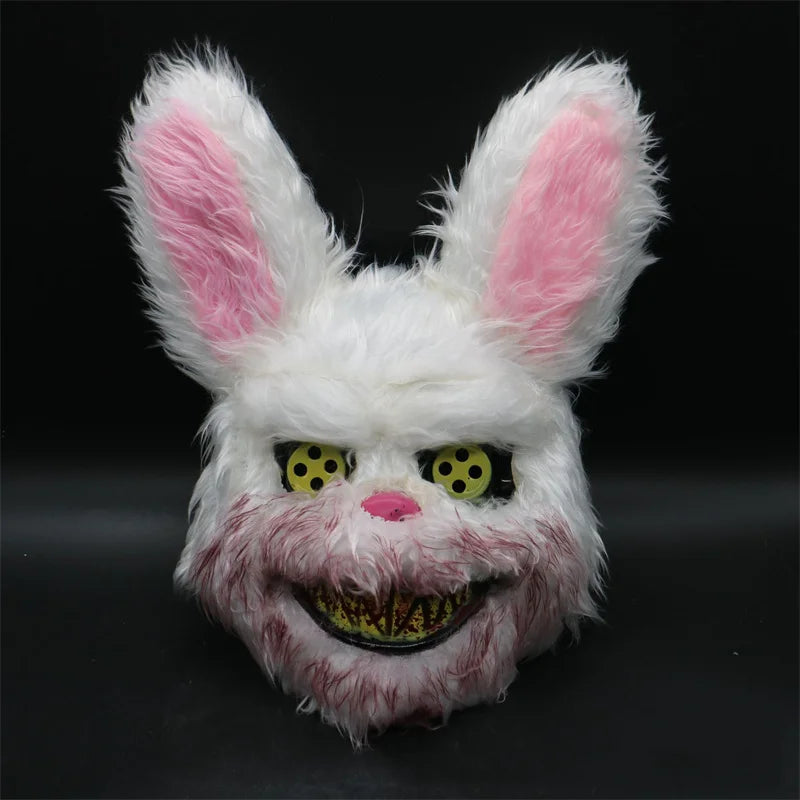 Máscara facial con luz LED luminosa para fiesta de Halloween, maquillaje, máscara de oso conejo de terror, tocado, cubierta para cabeza de Carnaval de animales de dibujos animados