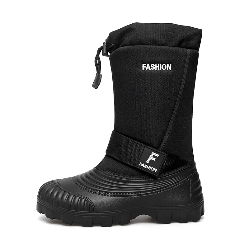 STRONGSHEN-Botas de nieve impermeables para hombre, botas de trabajo de algodón, antideslizantes, cálidas, de media pantorrilla, para pesca y esquí, para invierno