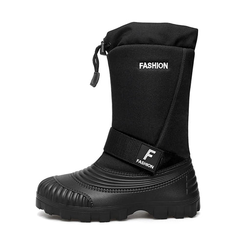 STRONGSHEN-Botas de nieve impermeables para hombre, botas de trabajo de algodón, antideslizantes, cálidas, de media pantorrilla, para pesca y esquí, para invierno