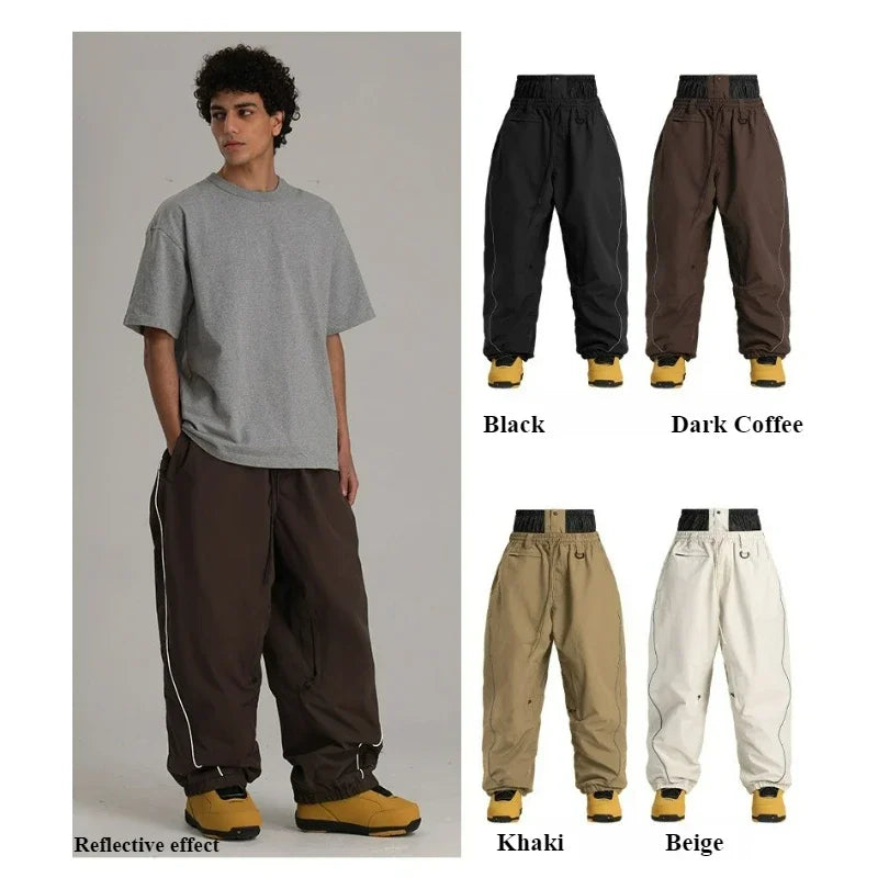 GSOU SNOW Pantalones de esquí para hombre, nuevos, a prueba de viento, holgados, impermeables, para invierno, actividades al aire libre, snowboard, reflectantes, para mujer, adultos, transpirables