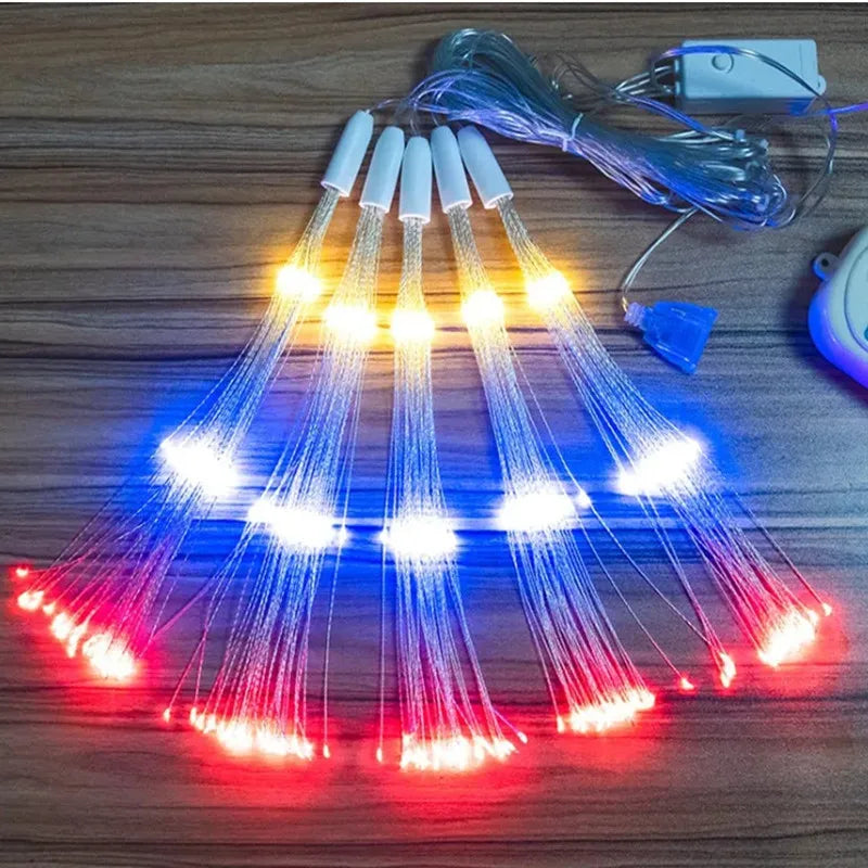 Luces LED de estrella tipo fuegos artificiales, 5 en 1, enchufables, impermeables y colgantes para decoración de jardines y fiestas de Navidad