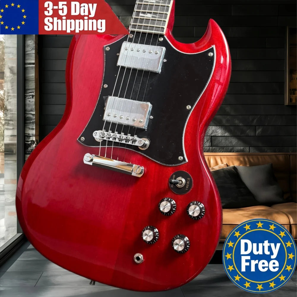Guitarra Red Rock con Mástil de Palisandro y Puente Fijo, Instrumento de Cuerda de Nivel Básico para Aficionados a la Música