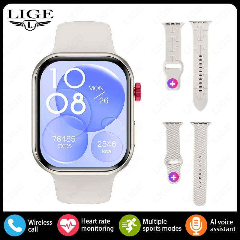 LIGE New Smart Watch Men Wireless Charging Sports Fitness Tracker Health ECG Monitor BT Call Smart Watches Women For Android iOS