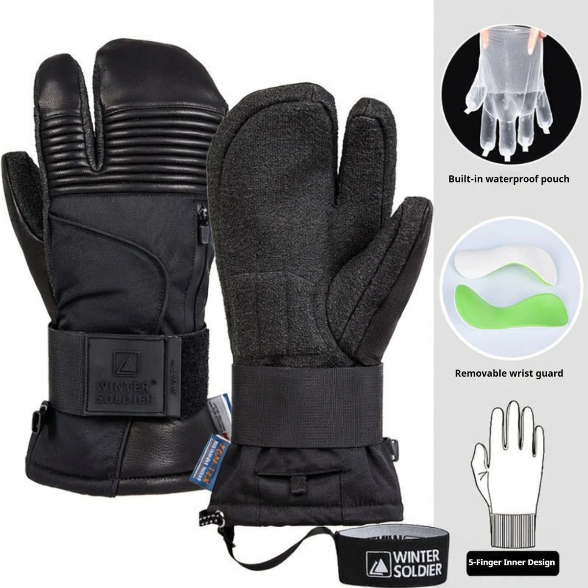 Guantes de esquí con protección integrada para la muñeca, guantes de esquí de invierno, material de aramida resistente al desgaste, para snowboard, para hombres y mujeres, guantes térmicos para esquí en la nieve.