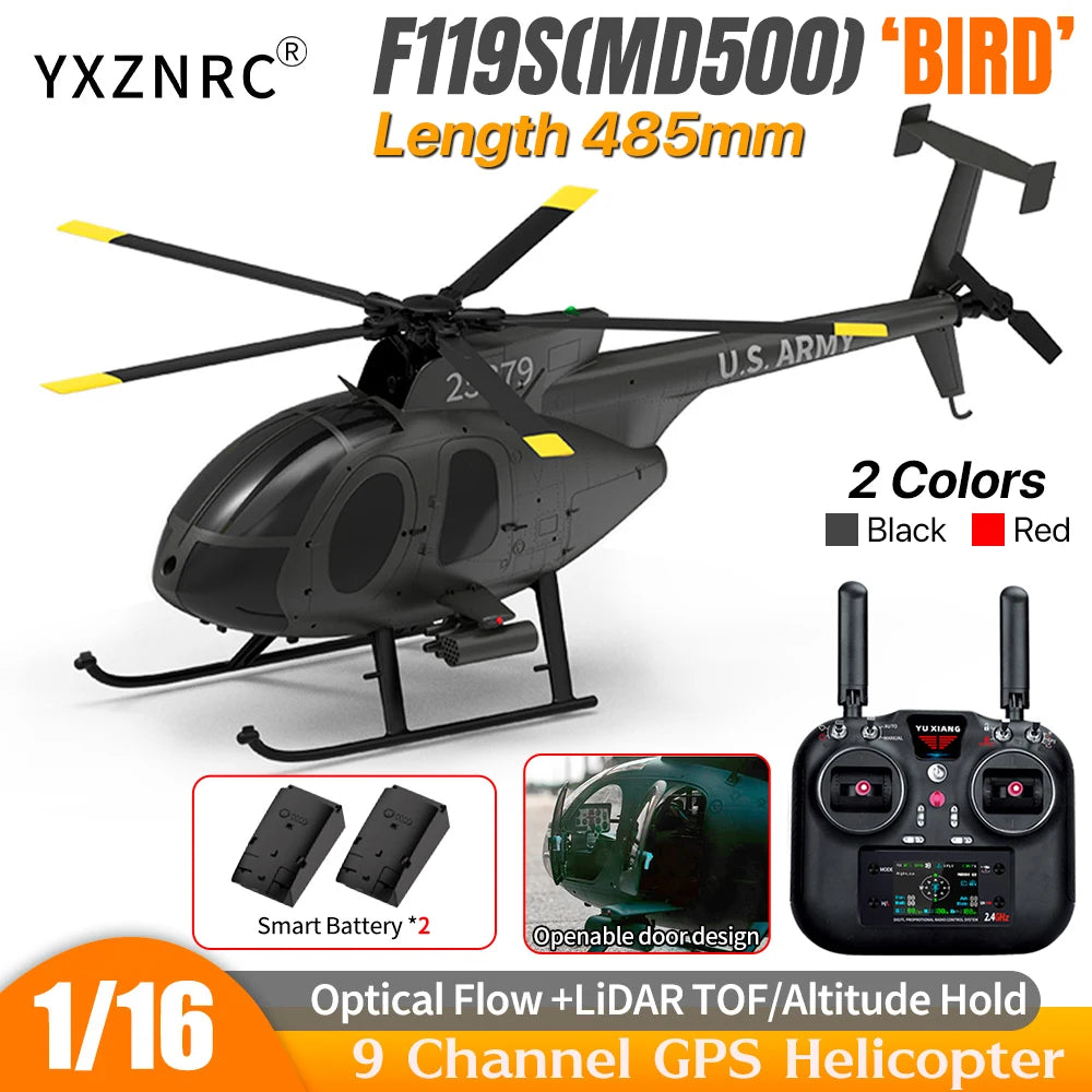 Helicóptero RC YUXIANG 1/16 F119S(MD500) 9CH GPS