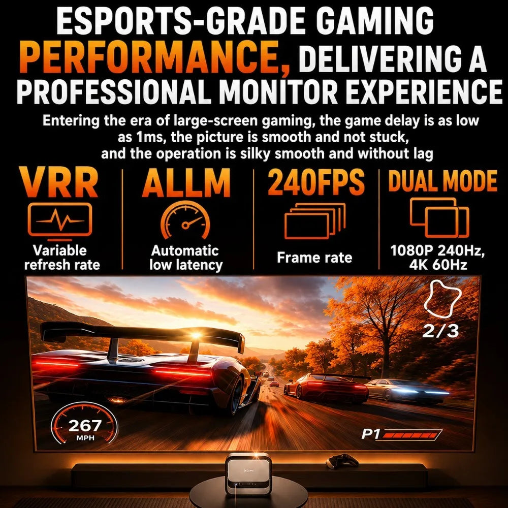 Proyector XGIMI Z9X 4K 1300 CVIA Cine en Casa Teatro en Casa Juegos VRR ALLM 240Hz Dolby Audio Zoom Óptico TV Harman Kardon MT9681