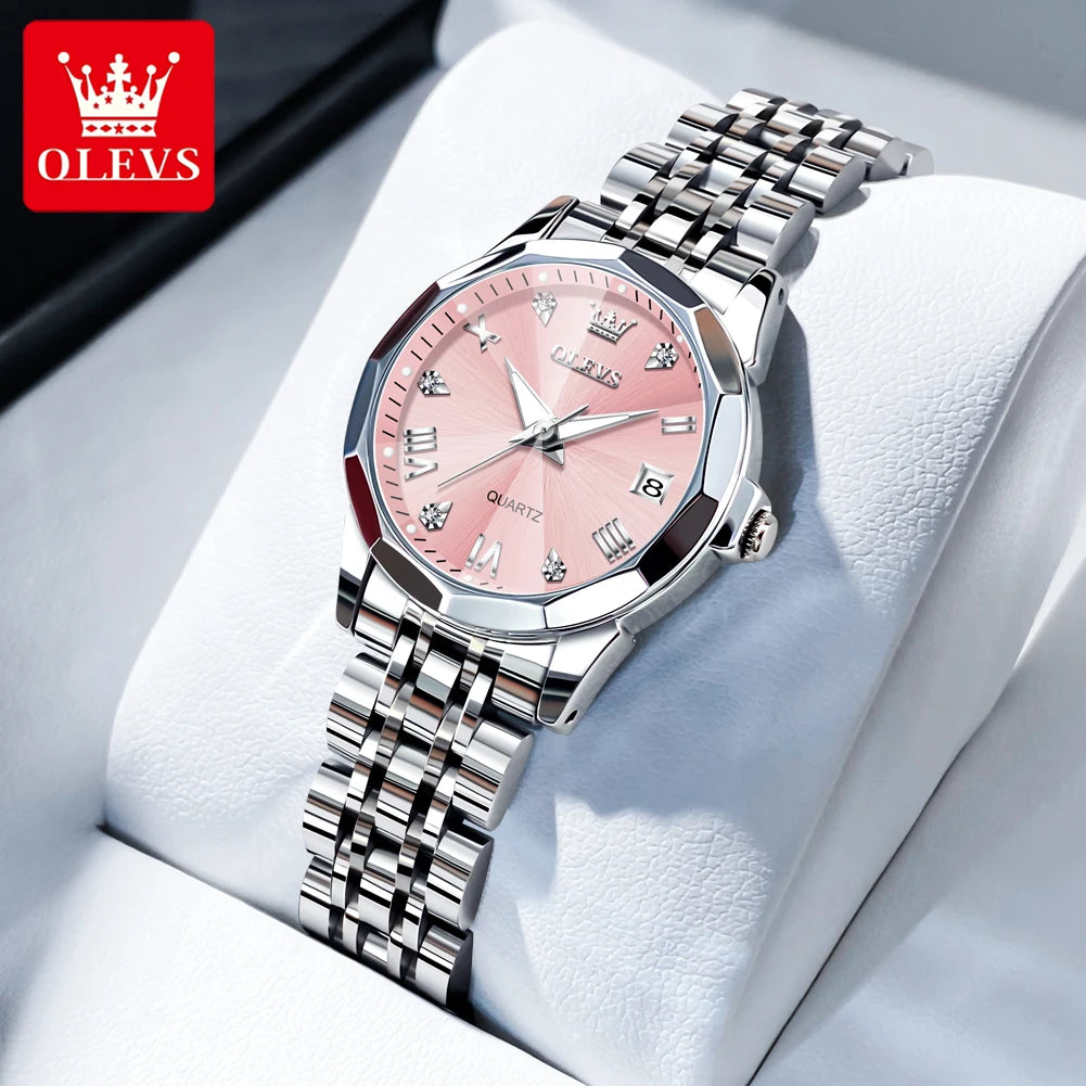 Reloj OLEVS 9931 para mujer, elegante reloj de cuarzo cuadrado original, resistente al agua, luminoso, con fecha automática, regalo para dama