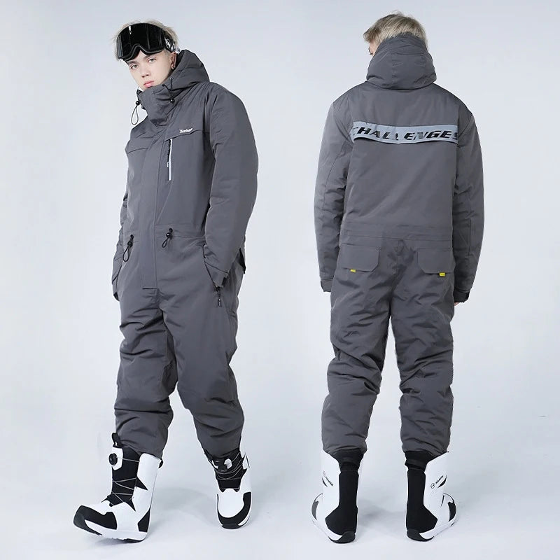 Traje de motociclismo de invierno, mono de esquí a prueba de frío, impermeable al aire libre, a prueba de viento, ropa de pesca integrada cálida y gruesa