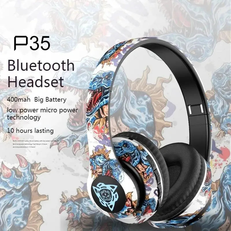 Nuevos Auriculares LED Estilo Graffiti con Bluetooth, Cableados e Inalámbricos de Doble Uso, Plegables, con Bajos Potentes, HIFI Estéreo, para Música y Deporte